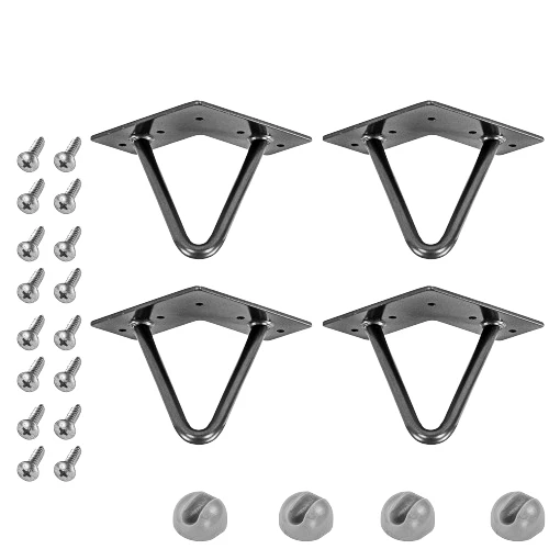 Set de 4 picioare de masa, 10 cm, 2 tije argintiu