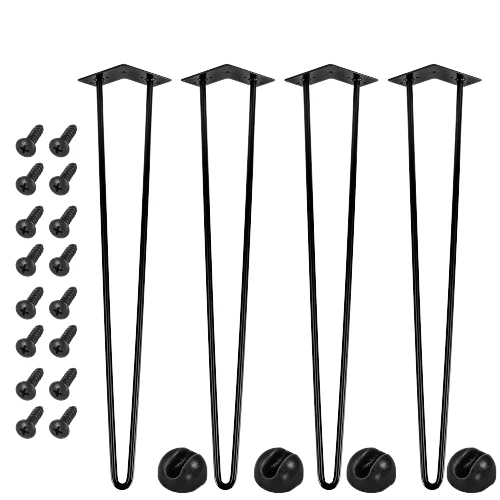 Set de 4 picioare de masa, 70 cm, 2 tije negru