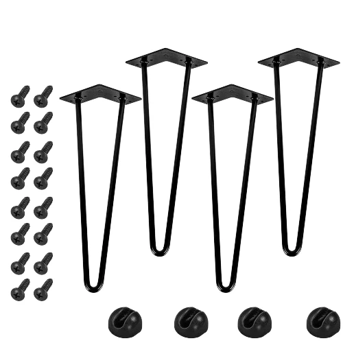 Set de 4 picioare de masa, 40 cm, 2 tije negru