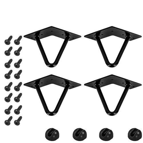 Set de 4 picioare de masa, 10 cm, 2 tije negru