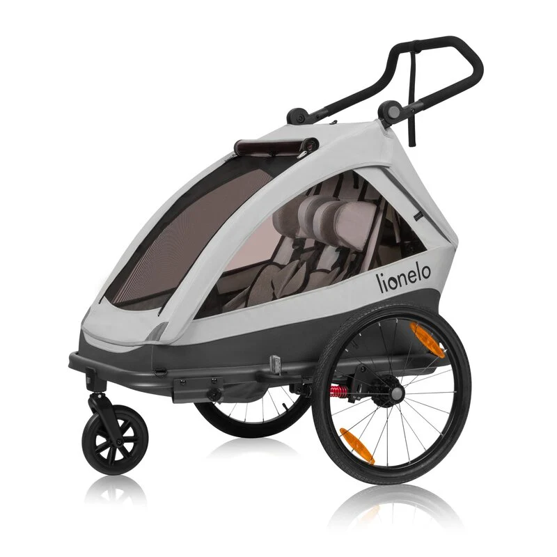 Carucior si remorca de bicicleta, Lionelo, Cama, Multifunctional, Pentru 1 sau 2 copii, Cu sistem de absorbtie socurilor S...