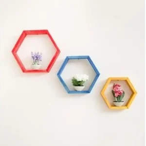 Set 3 Rafturi HexagoaneColorate