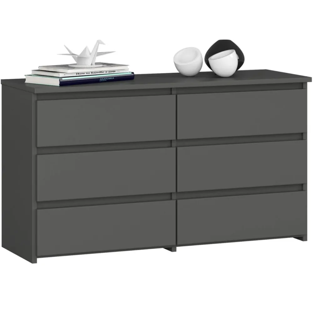 Comoda cu 6 sertare, PAL laminat, 100x35x57 cm, gri