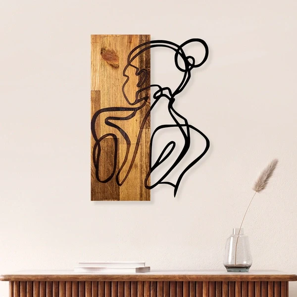 Decor de perete, corp femeie, lemn/metal, 35x3x50 cm