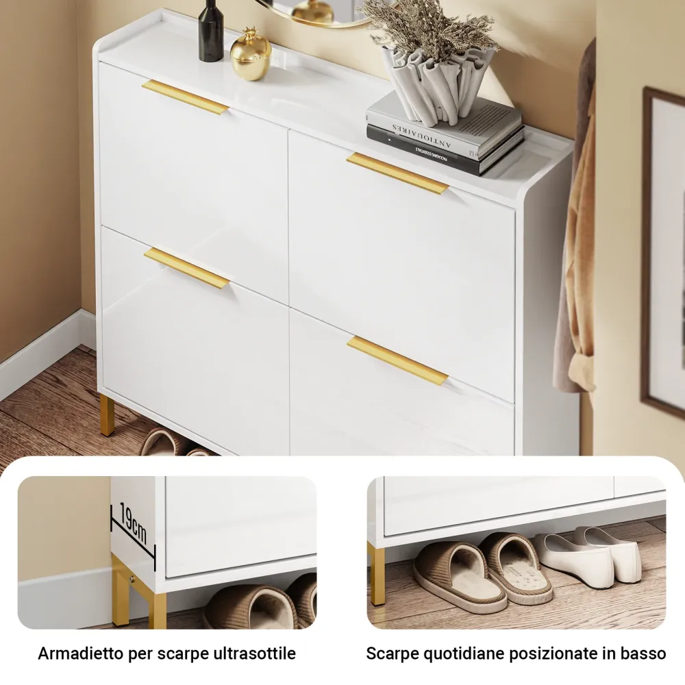 Pre-sare SoBuy FSR206-GW Suport pentru pantofi de intrare subțire, care economisește spațiu - Suport pentru pantofi alb cu...