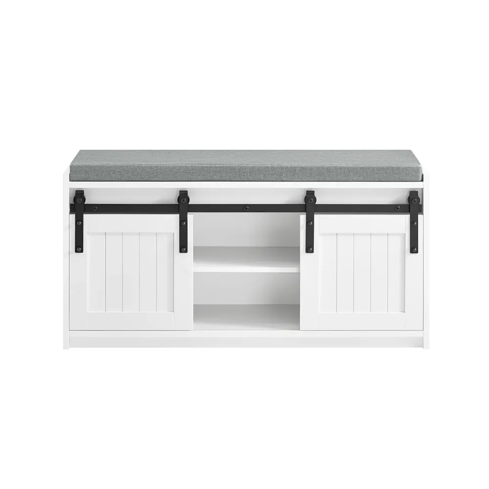 SoBuy Bancă de pantofi cu uși glisante 90x35x46cm FSR133-K-W