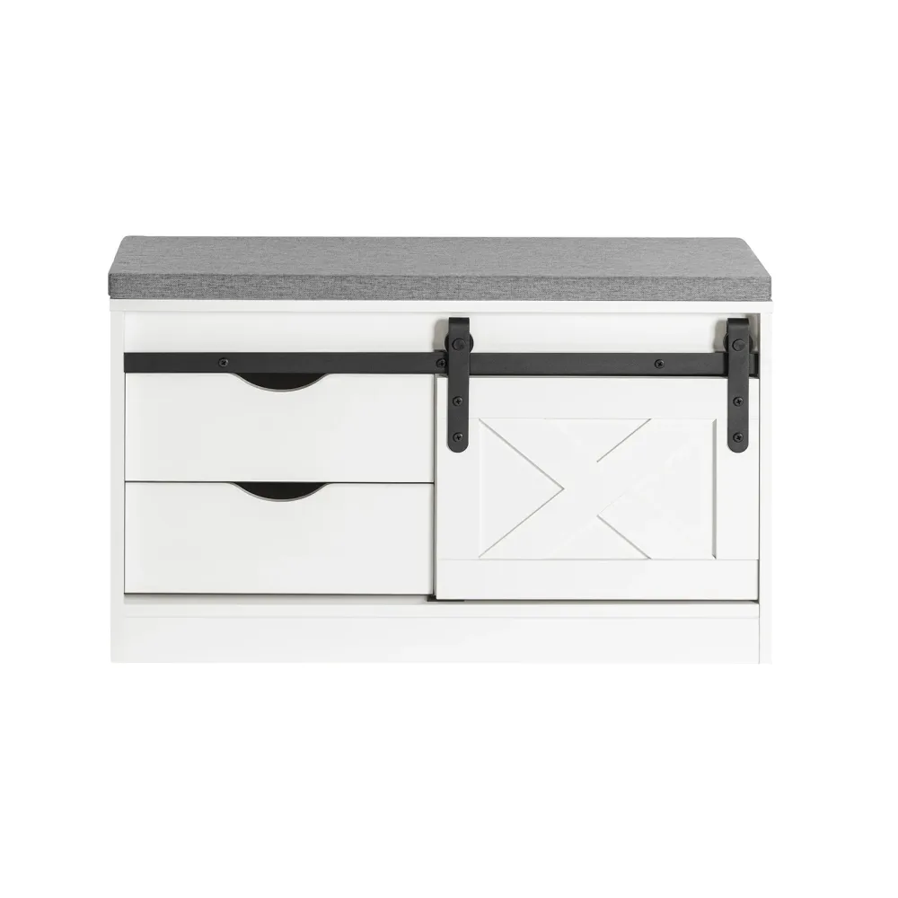 SoBuy Bancă pentru pantofi cu ușă glisantă 80x30x49cm FSR153-W