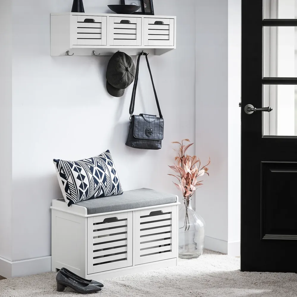 SoBuy Bancă cu suport pantofi 71x35x43 cm FSR23-II-W