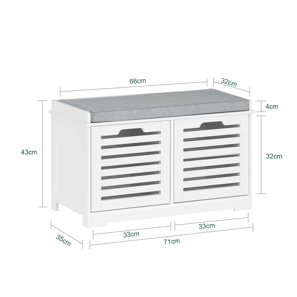SoBuy Bancă cu suport pantofi 71x35x43 cm FSR23-II-W