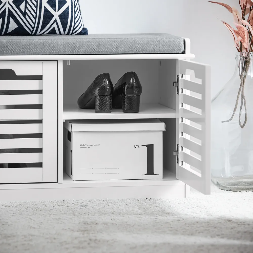 SoBuy Bancă cu suport pantofi 71x35x43 cm FSR23-II-W