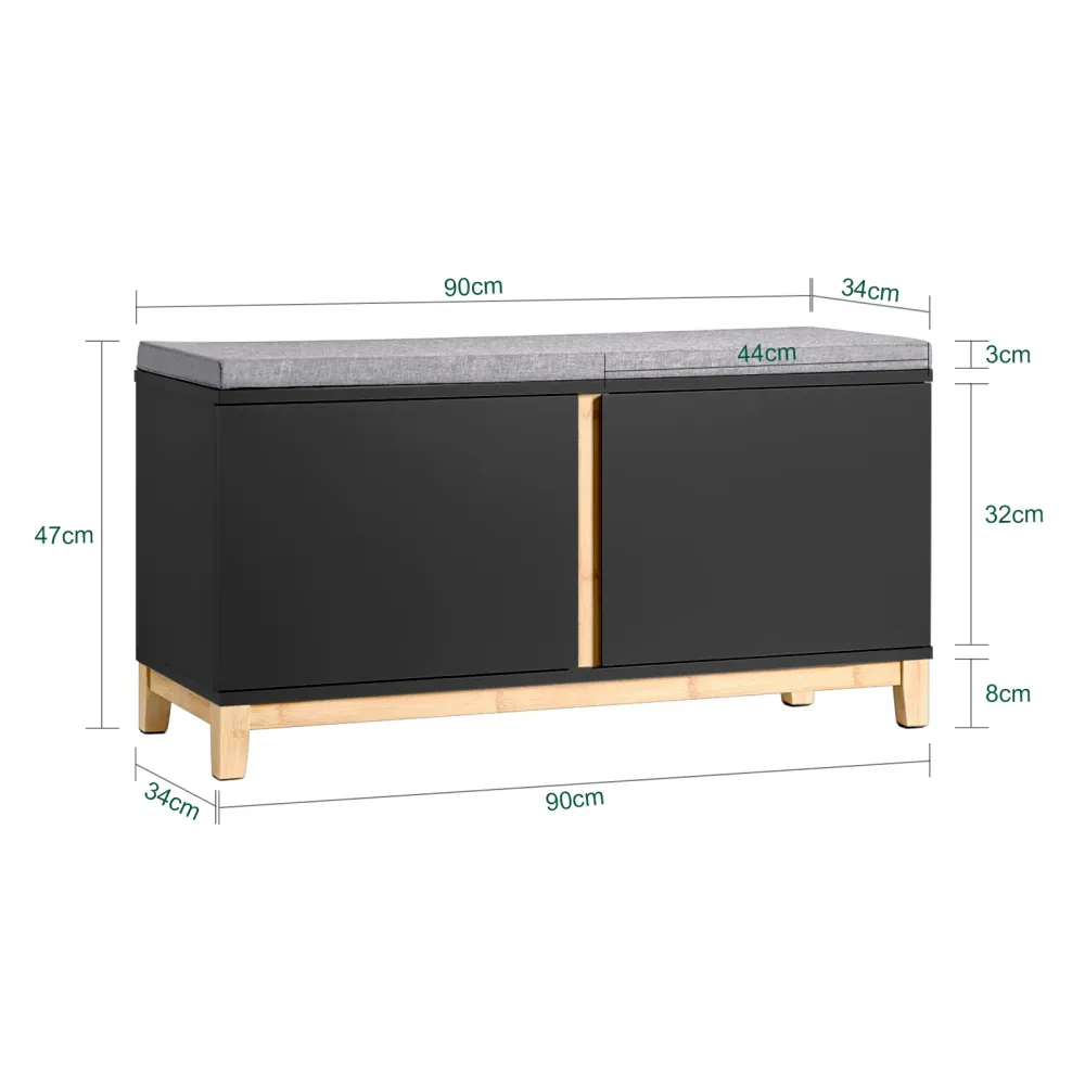 SoBuy Bancă cu suport pantofi 90x34x47cm FSR117-SCH