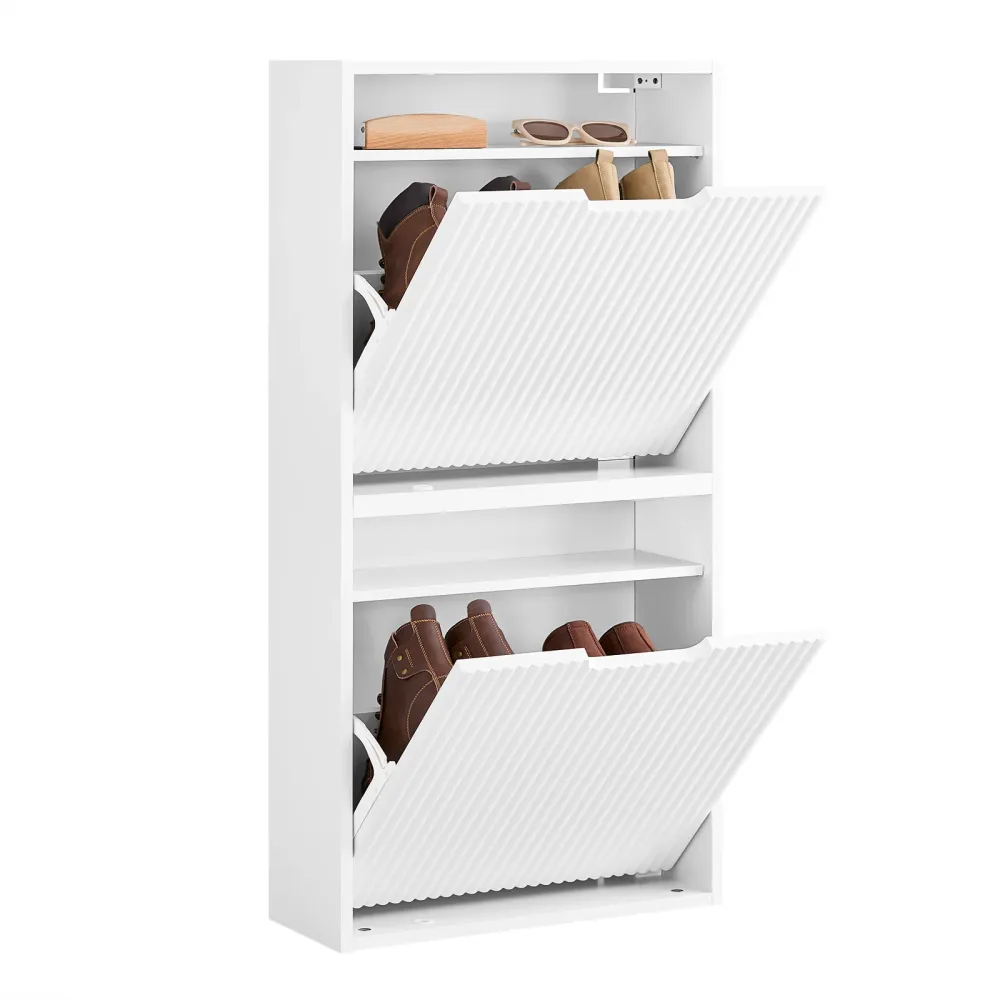 SoBuy FSR204-W slimpazio Slim Slipagle Intrare cu 2 atracții Basculante, ansamblu vertical/orizontal, mobilă din lemn mode...