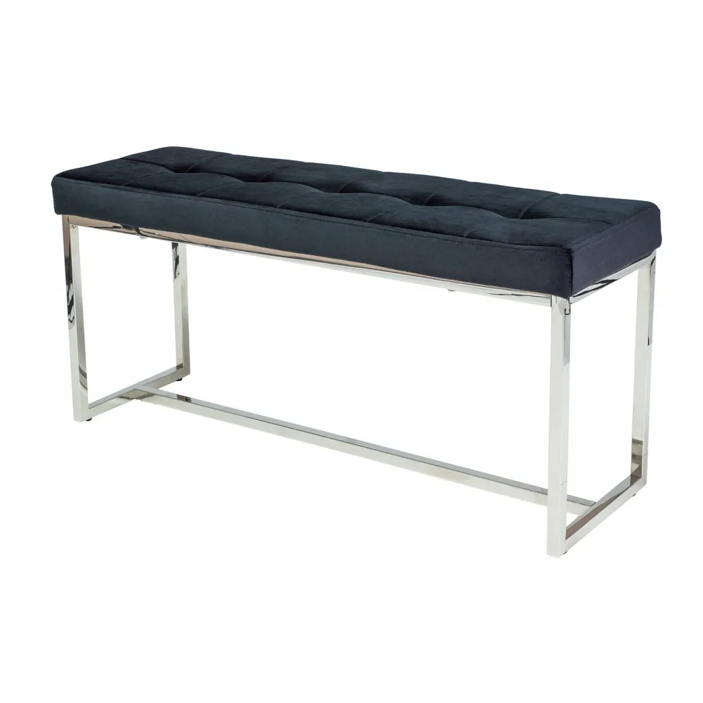 Banca tapitata cu stofa neagra Festina 99X30X45cm, structura din metal