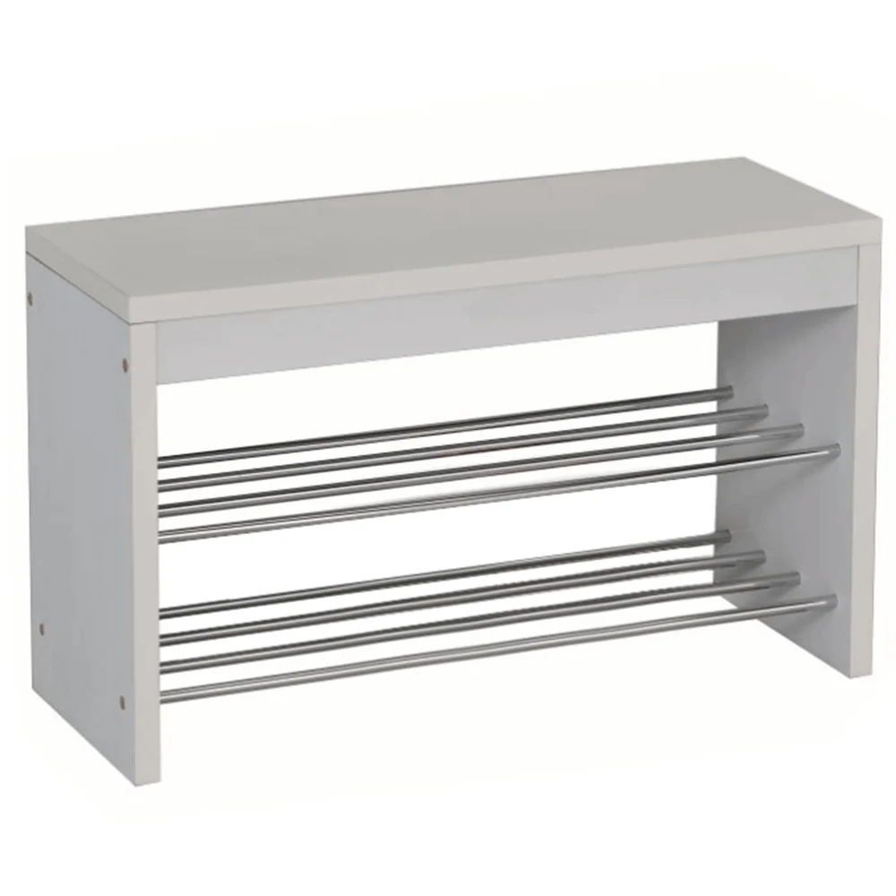 Bancuta LUSI , cu pantofar, alb/crom, 80x30x47 cm