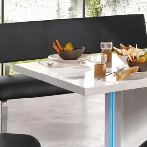 Bancheta Arco MCA, din piele naturala neagră, 175 cm