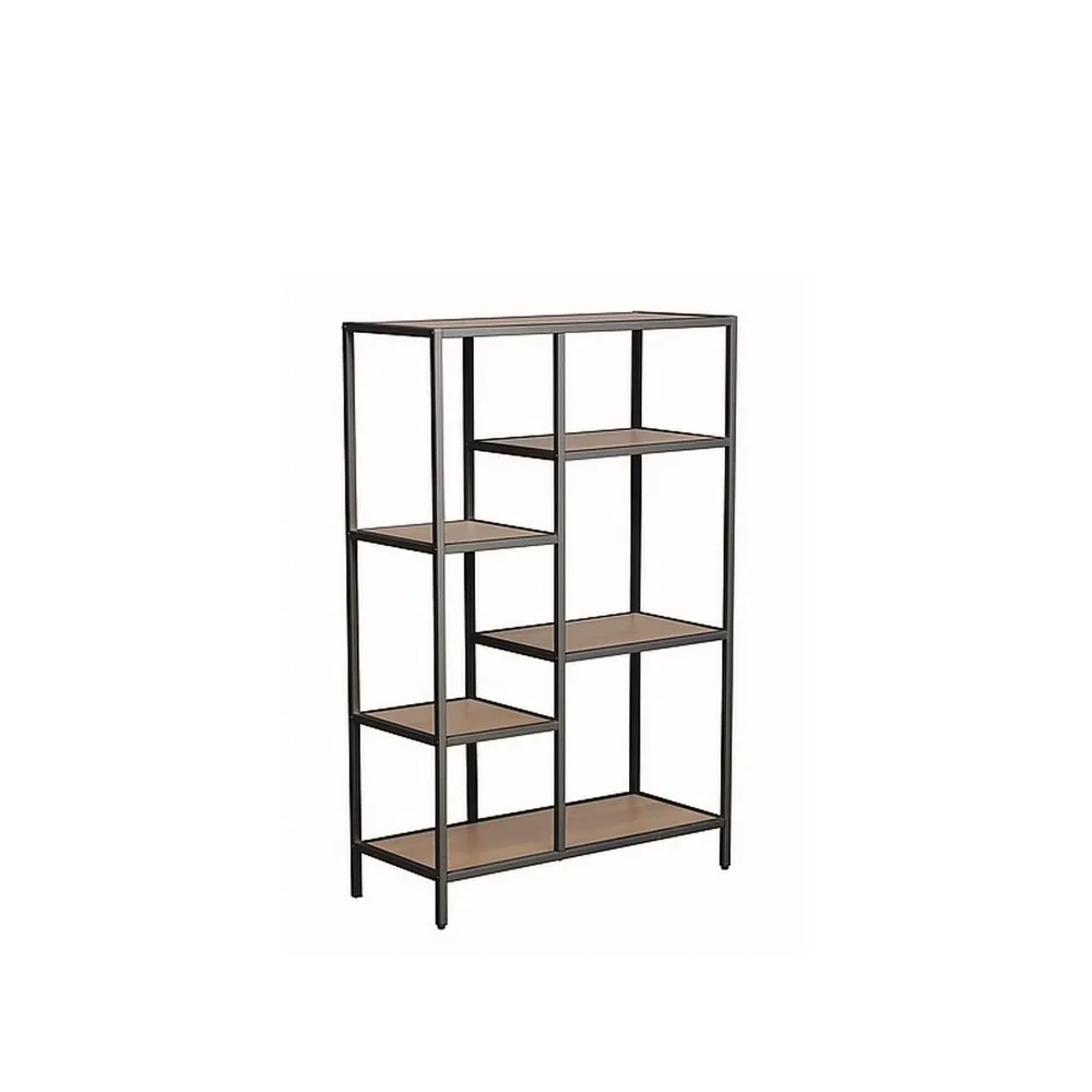 Biblioteca COSTA B, stejar/negru mat, PAL/metal, 70x30x109 cm