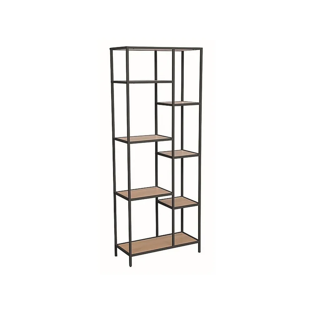 Biblioteca COSTA , stejar/negru mat, PAL/metal, 70x30x178 cm