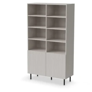 Biblioteca PAXOS REG-1, casmir/negru, PAL laminat/otel, 100x40x179 cm