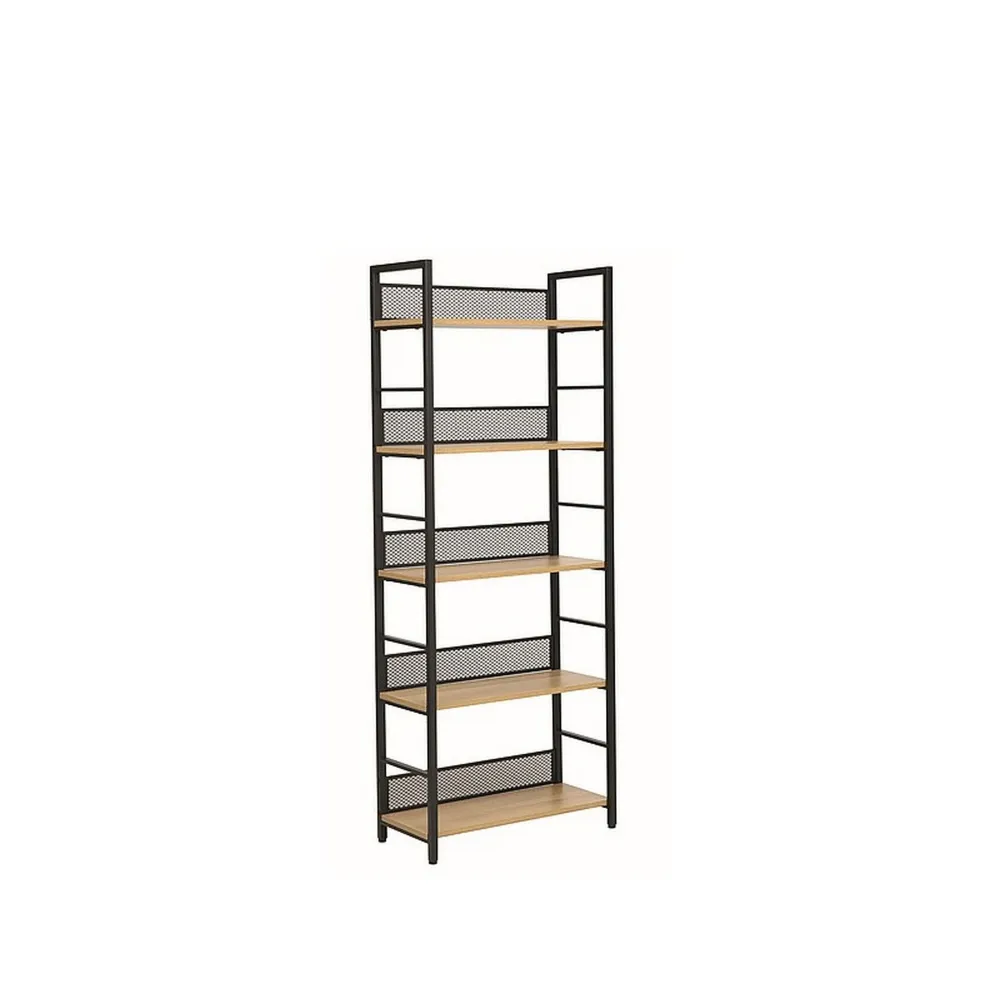 Biblioteca RAW R5, PAL/metal, stejar/negru mat, 60x28x154 cm