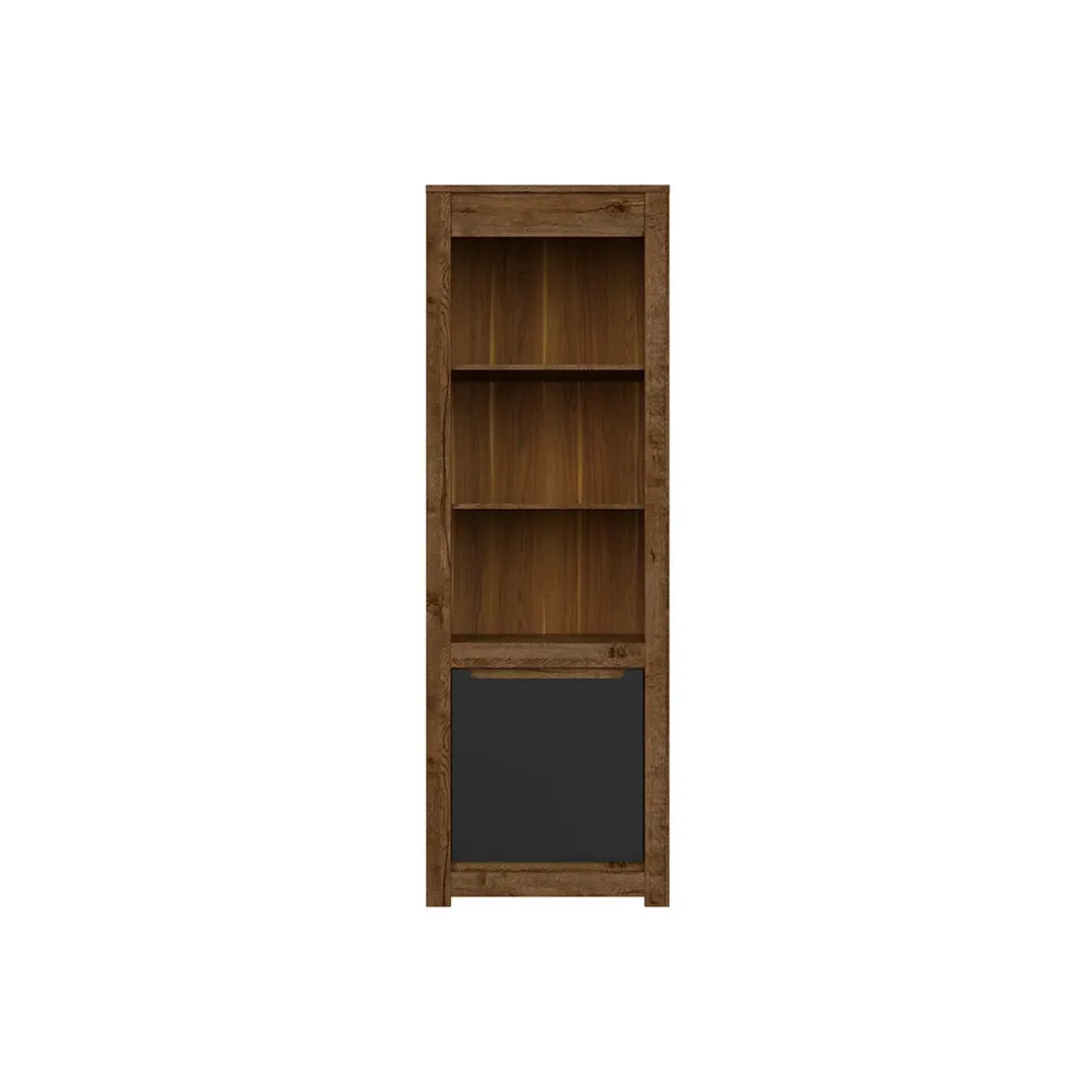 Biblioteca RUSO, stejar/negru mar, PAL, 69x46x205 cm