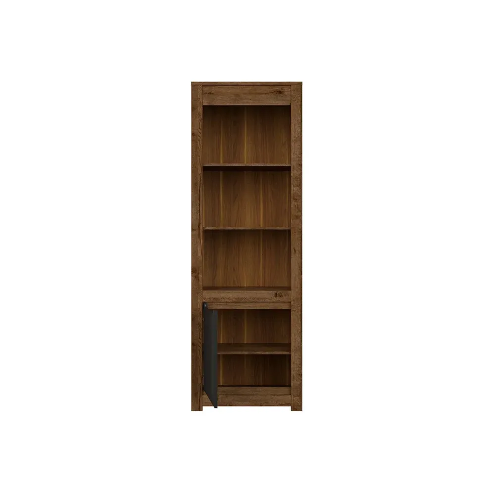 Biblioteca RUSO, stejar/negru mar, PAL, 69x46x205 cm