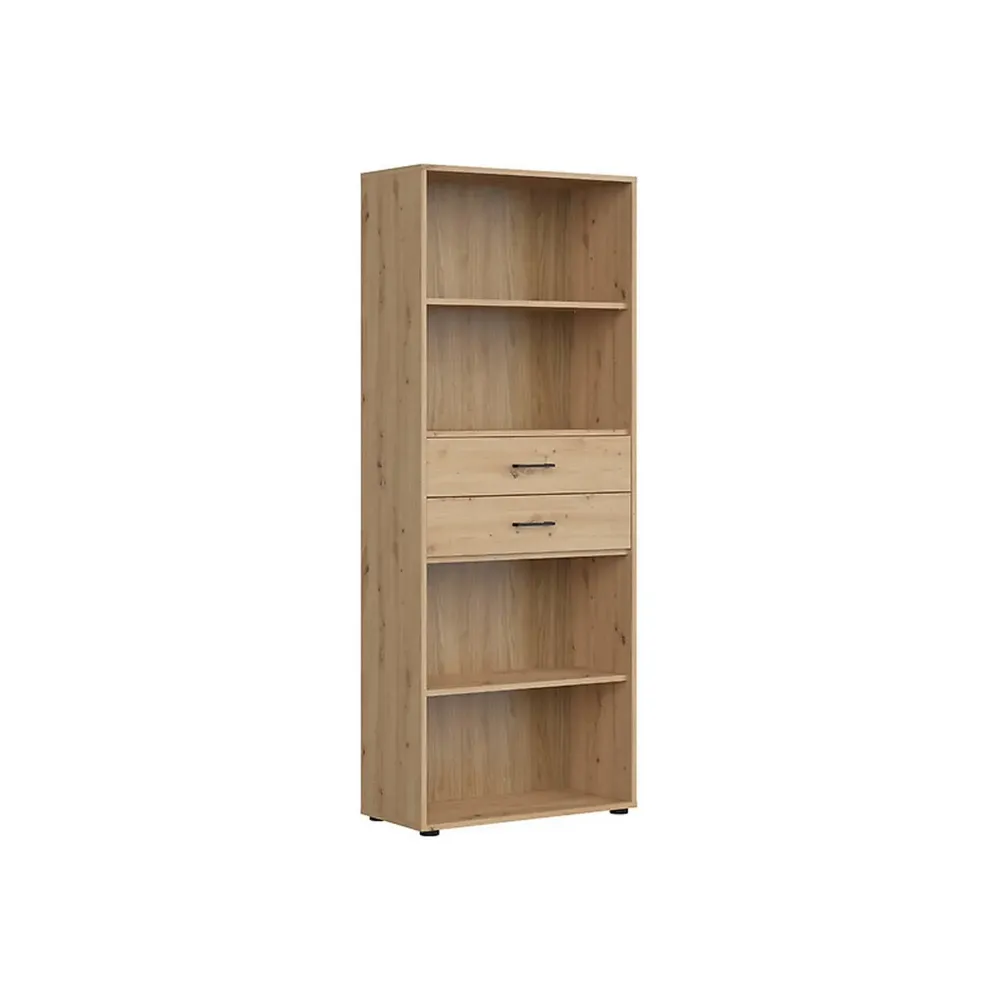 Biblioteca SPACE OFFICE, stejar artisan, PAL laminat, cu 2 sertare, 80x37x203 cm