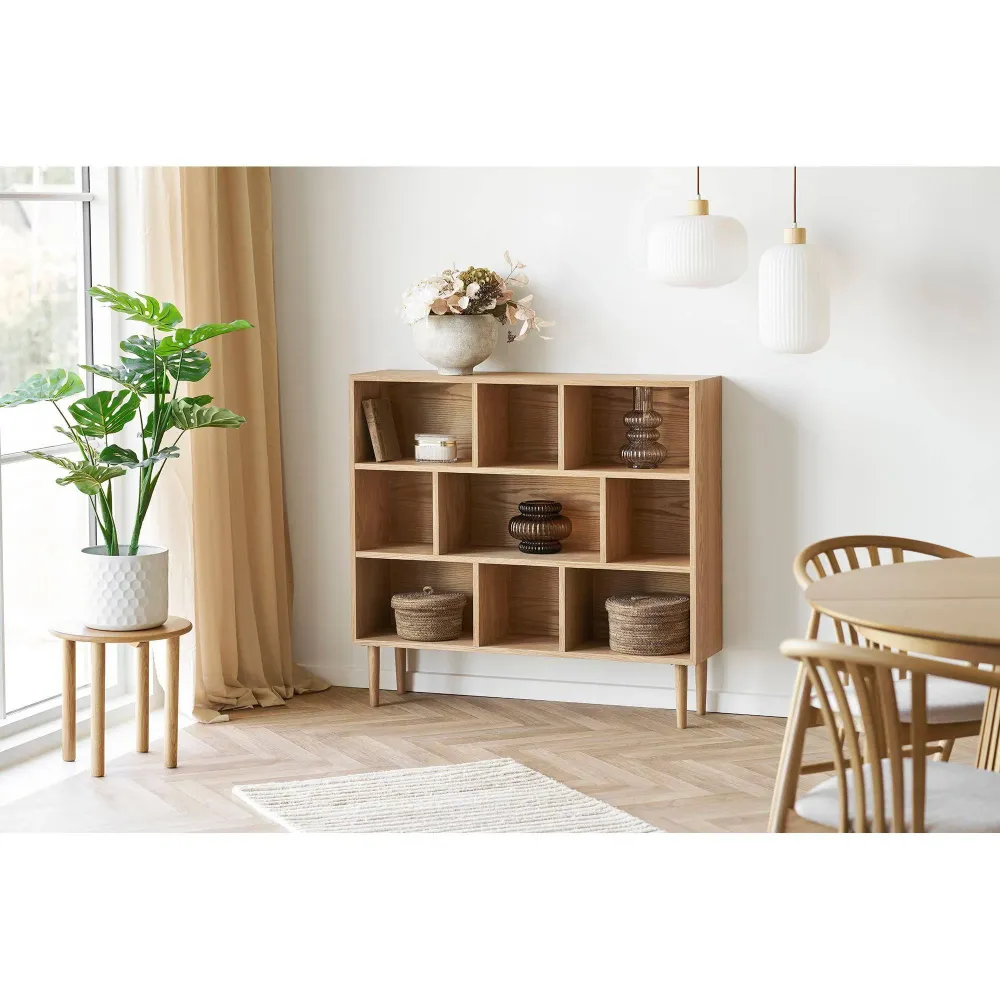 Oshawa Biblioteca din stejar/furnir de stejar, natur 30x112x104,5 cm