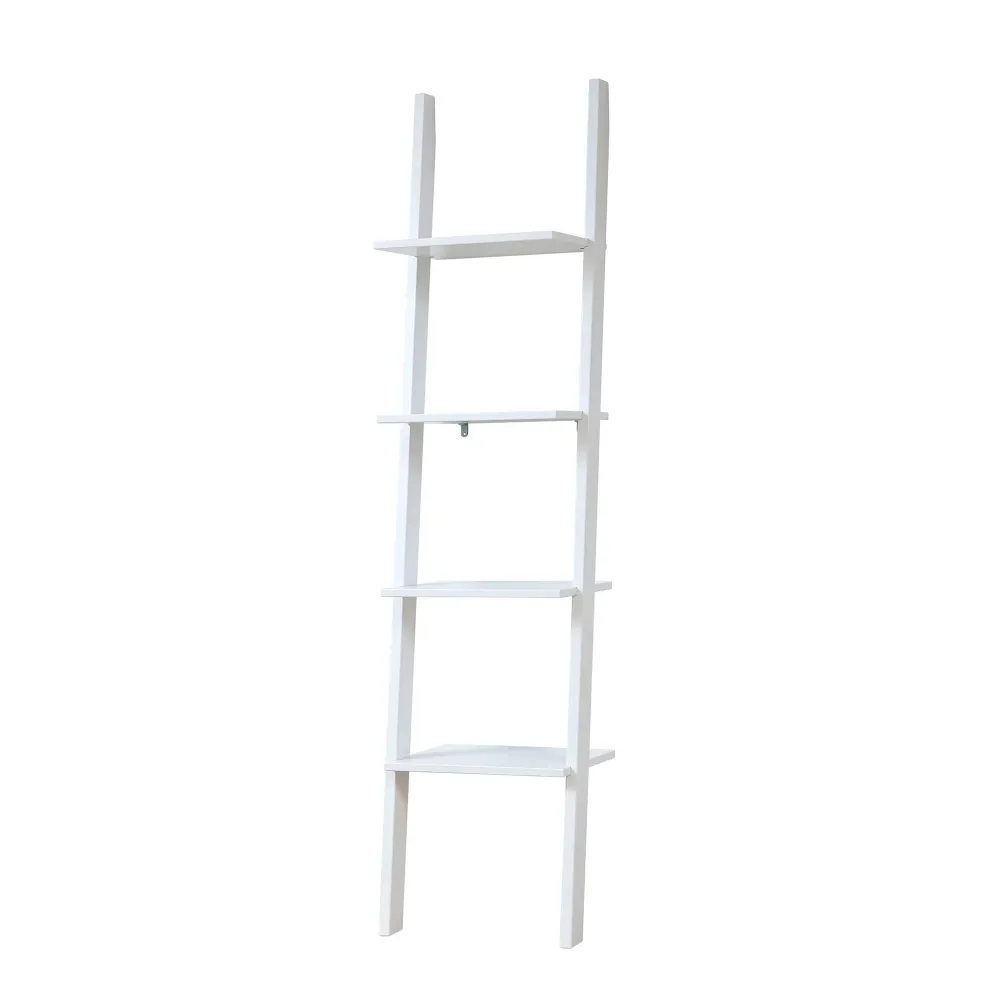 Biblioteca tip scara cu 4 rafturi, lemn de fag si MDF, alb, 170x41x30 cm