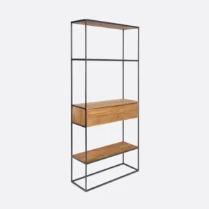 Biblioteca lemn solid tec, metal OneTwo