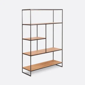 Biblioteca lemn solid tec, metal OneTwo Large
