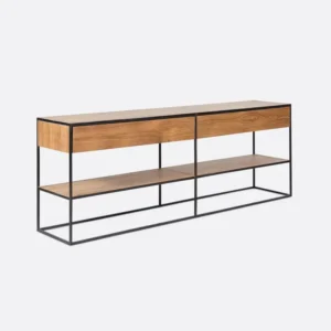 Biblioteca lemn solid tec, metal OneTwo Low