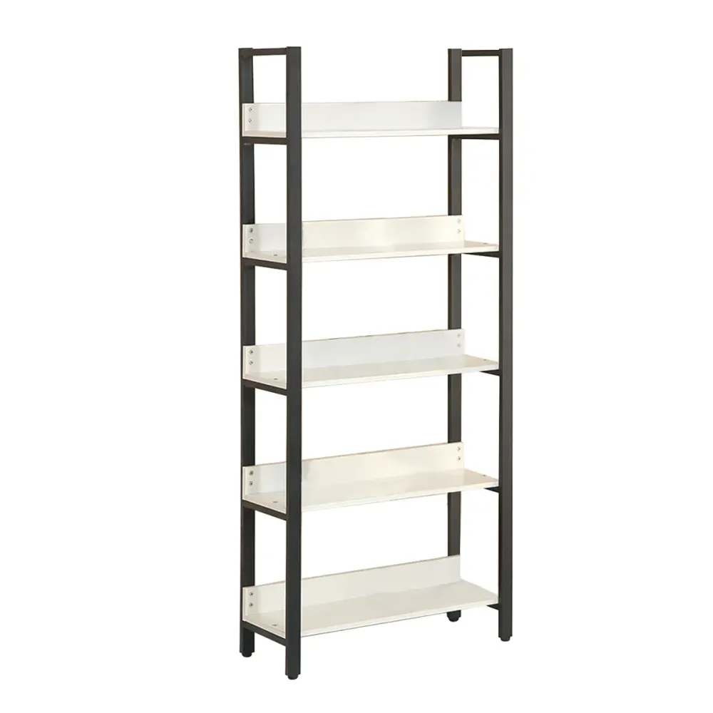 Biblioteca cu 5 polite, un compartiment, Naimeed B5-80, Negru/Alb