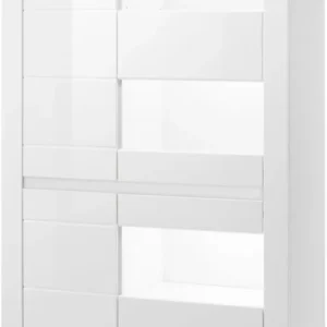 Vitrina »Carat« alb lucios cu geam transparent, 100 cm latime