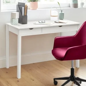 Birou alb Gava din lemn masiv de pin alb 120 cm