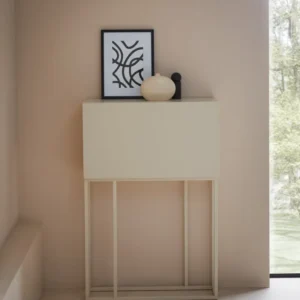 Birou consolă pliabil Ranya crem din Mdf, 80 cm latime