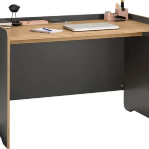 Birou Ergil din PAL, negru grafit, 121 cm