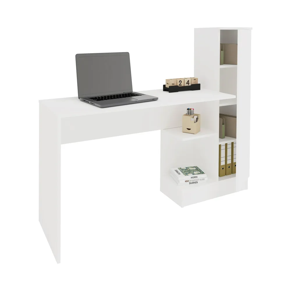 Birou haaus Reims, 1 Usa, Alb, 148 x 45 x 120 cm