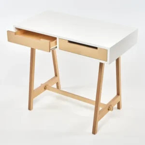 Birou MDF alb si lemn stratificat, White_Box