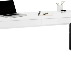 Birou Moid alb cu picioare metalice negre, 160 cm