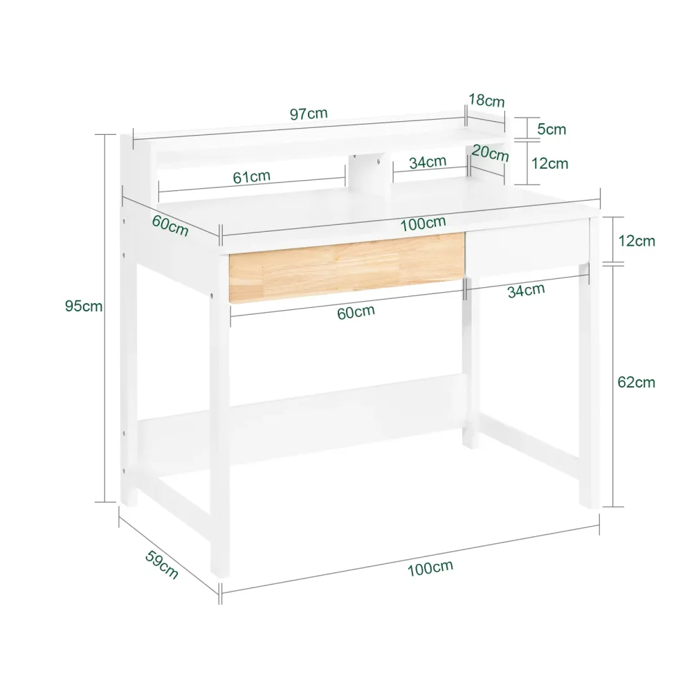 SoBuy Birou 100x59x95cm FWT106-W