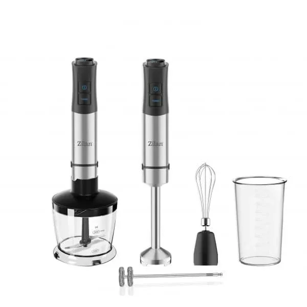 Set blender 5 1, putere 1200W, 12 trepte de viteza, functie turbo, inox ZILAN / ZLN3939