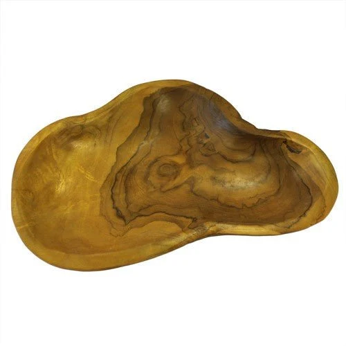 Bol din rădăcină de tec sculptat manual 27 cm