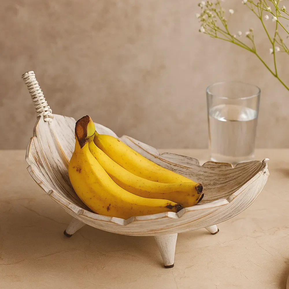 Bol pentru fructe mare frunză de cocos albăstruit