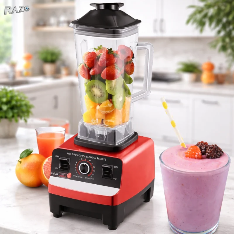 Blender Profesional de bucatarie 2 1 RAZO, Multifunctional , 2.5L, Motor din cupru, 15 viteze, 4500W, Zdrobire Gheata, Aut...