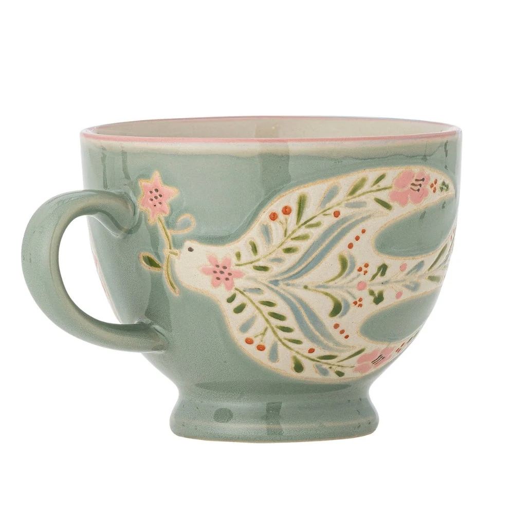 Bloomingville Rosalynde Green set de 4 căni din gresie