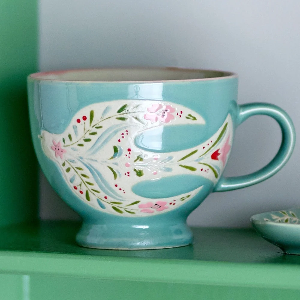 Bloomingville Rosalynde Green set de 4 căni din gresie