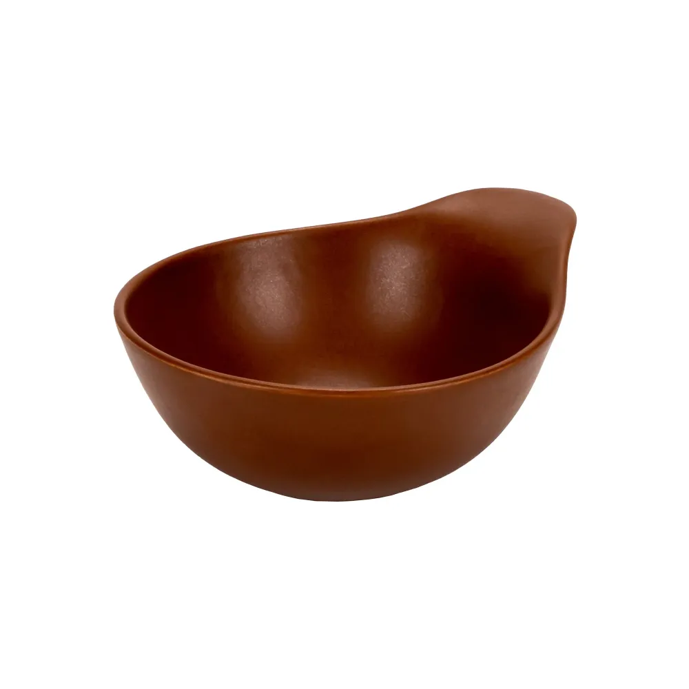 Bol ceramic cu maner, 17x13 cm, Mira Brown - VILLACER