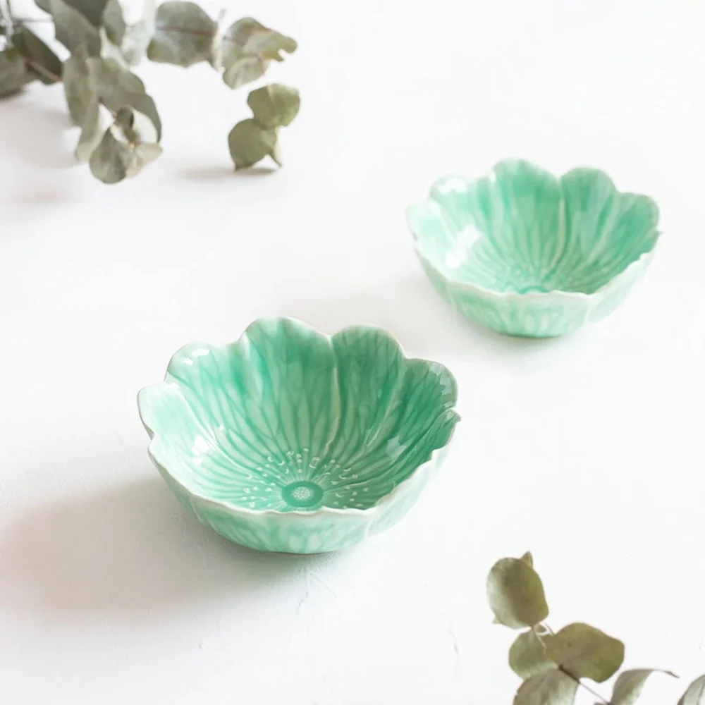 Bol ceramic verde, 17 cm, Flora - BORDALLO PINHEIRO