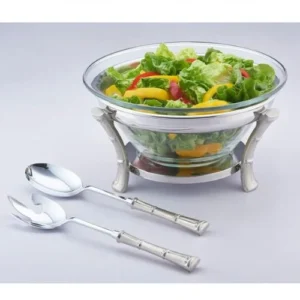 Bol din sticla cu suport si 2 ustensile servire, 30 cm, Glamour - SIMONA'S COOKSHOP