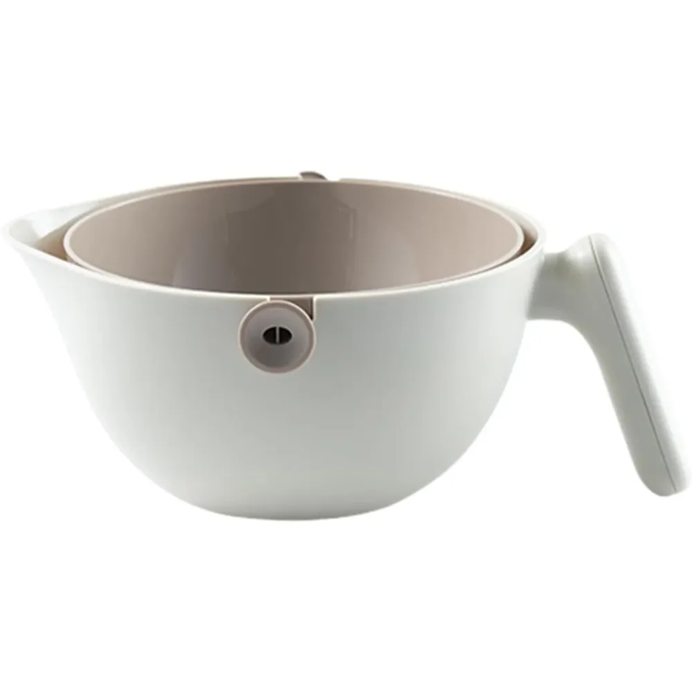 Bol cu Doua Straturi, Vivimall, pentru Fructe, Legume, cu Cos de Scurgere Apei, 2L, din ABS+PP, 29.9 x 22.5 x 11.8 cm, Alb...